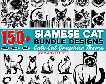 Siamese Cat SVG Bundle: Clipart for Cricut & Silhouette (Commercial Use)