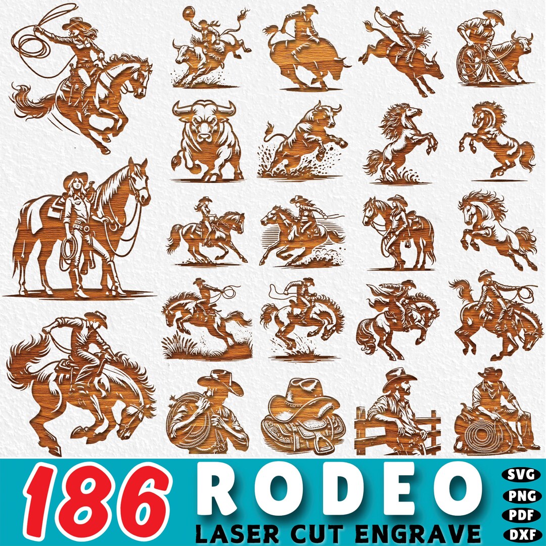 Rodeo SVG Bundle: Cowboy Silhouettes, Laser Cut Files (digital Download ...
