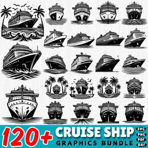 120+ Cruise ship svg bundle | ocean travel cut files | boat vacation svg dxf png pdf | cricut & silhouette crafts | commercial use