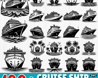 May include: A set of 120+ black and white cruise ship graphics in various styles and poses. The graphics are perfect for crafting projects, scrapbooking, and digital design.