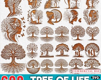 Tree of Life Laser Cut Files: Sacred Tree DXF Bundle for Glowforge