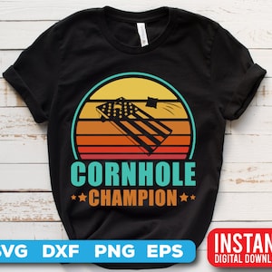 Cornhole svg - Cornhole png  - Cornhole Retro Sunset Cornhole Champion - Digital download