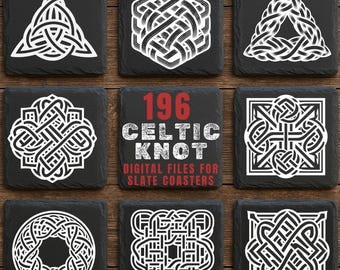 196 Celtic Knot Slate Engraving Files: Tribal Knotwork PNG Bundle for Laser Engraving & Sublimation Designs | Commercial Use