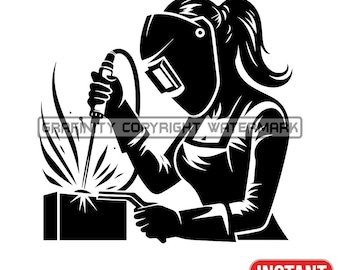 Female Welder SVG: Welding Graphics (Digital Download)