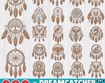 280+ Dreamcatcher Laser Cut Files: Boho Feather DXF SVG Bundle (Commercial Use)