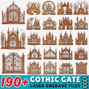 Wrought Iron Gate SVG Bundle: 190+ Laser Cut Fence Designs (Digital Download