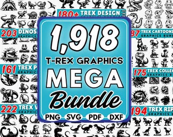 T-Rex SVG Mega Bundle: Dinosaur Clipart, Cut Files (Digital Download)