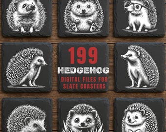 199 plików do grawerowania w kształcie jeża: pakiet PNG z motywami dzikiej przyrody do projektów grawerskich | Użytek komercyjny