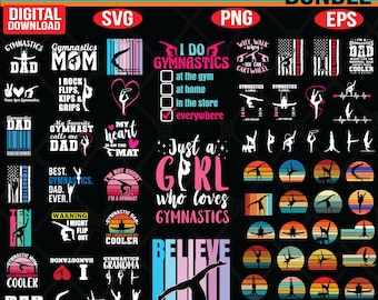Gymnastics SVG Bundle: Retro Sunset Designs (Digital Download)
