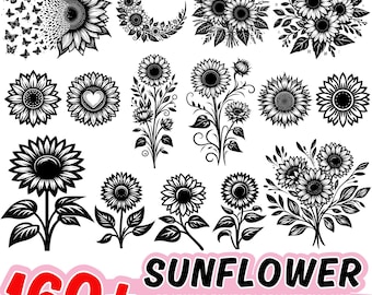 Sunflower SVG Bundle: 160+ Floral Cut Files (Commercial Use)