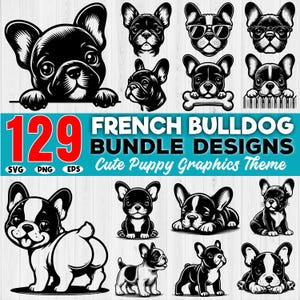 129 French Bulldog Puppy SVG Bundle - Cute Puppy graphics SVG - SVG for Cricut -  digital download