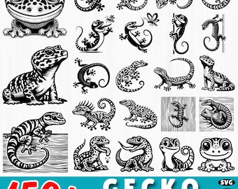 150+ Gecko SVG Bundle: Tropical Lizard Clipart, Reptile Silhouette Cut Files for Cricut (Commercial Use)