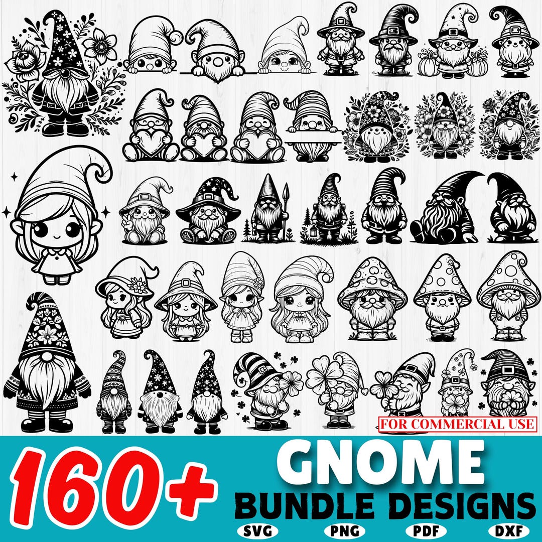 160+ Gnome SVG Bundle | Cute Gnome Cut Files | Gnome PNG Dxf PDF ...