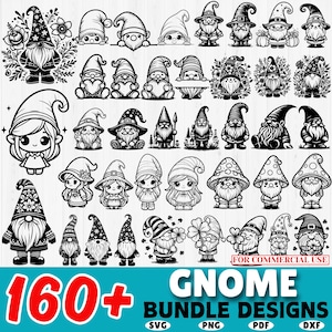 160+ Gnome SVG Bundle | Cute Gnome Cut Files | Gnome PNG Dxf PDF | Cricut Silhouette Clipart