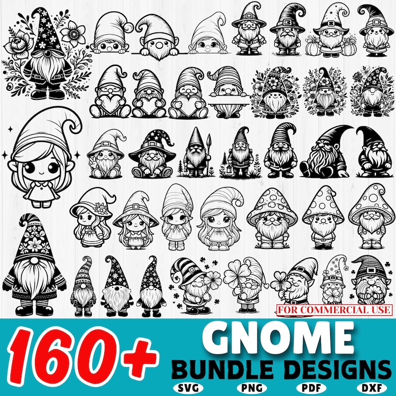160+ Gnome SVG Bundle | Cute Gnome Cut Files | Gnome PNG Dxf PDF ...