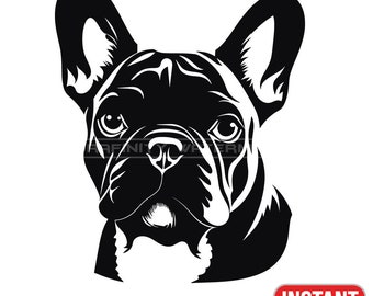 French Bulldog SVG - 06 French bulldog head cute vector art for cricut and cut files -  digital download