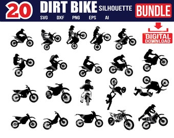 SVG-bundel motorcross crossmotor: silhouetgesneden bestanden (digitale download)