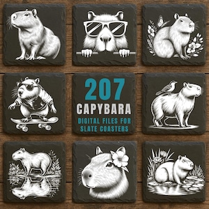 207 Capybara Slate Engraving Design | Cute Animal Digital Download | Relaxing Capybara Art File | Commercial Use