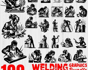 SVG-bundel lassen: 100+ vectorafbeeldingen (digitale download)