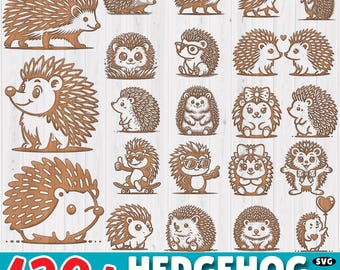 Laser engraving files 130+ Hedgehog dxf bundle | laser cut woodland animal files | cute forest pet vectors | cnc & glowforge ready