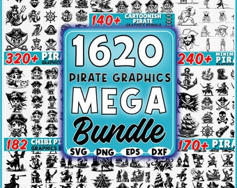 1,620 Pirate Mega Bundle SVG: Skull & Crossbones Nautical Vector Art (Commercial Use)