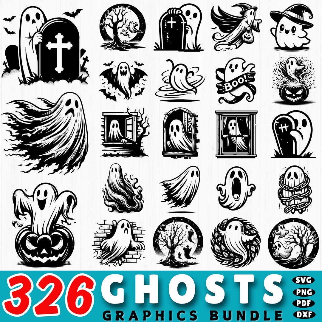 Ghost Using Computer Svg 326 Ghosts SVG Bundle: Halloween Clipart, Cute Spooky Spirits, Ghost ...