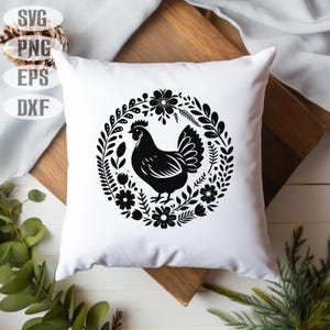 112 Floral chicken svg bundle | hen & rooster flower cut files | cricut svg dxf png pdf designs | farmhouse craft art | commercial use image 8