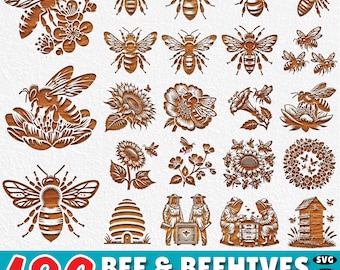 186 Bee Laser Engraving SVG Bundle: Laser Cut Files for Cricut & Glowforge (Commercial Use)