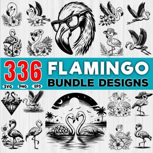 Flamingo SVG Bundle: 336 Designs, Flamingo Clipart (Digital Download)
