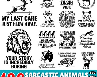 186 Sarcastic Animals SVG Bundle: Funny Animal Clipart, Humorous Designs, Cricut Cut Files (Commercial Use)