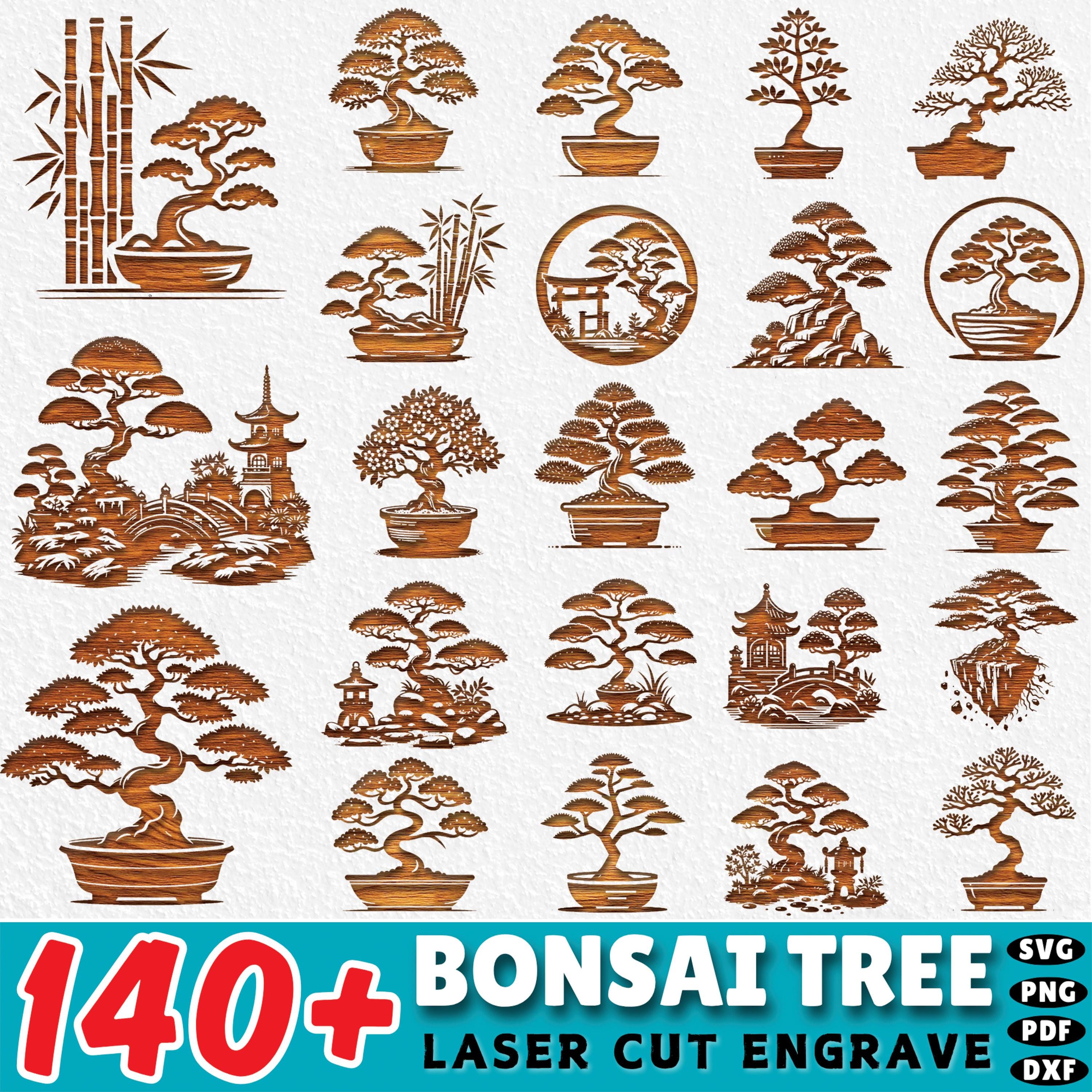 Bonsai Tree SVG Bundle: 140+ Zen Garden Laser Cut Files (digital