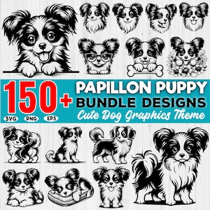 150+ Papillon Puppy SVG Bundle - Cute Papillon dog SVG -  Papillon puppy clipart- digital download