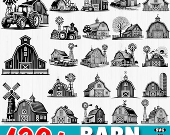 Barn SVG Bundle: Farmhouse Tractor & Windmill Cut Files (Digital Download)