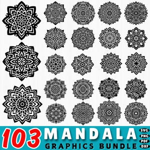103 Mandala SVG Bundle | Intricate Boho Floral Mandala DXF | Zentangle Cut Files for Cricut | Mandala Clipart for Vinyl & Crafts