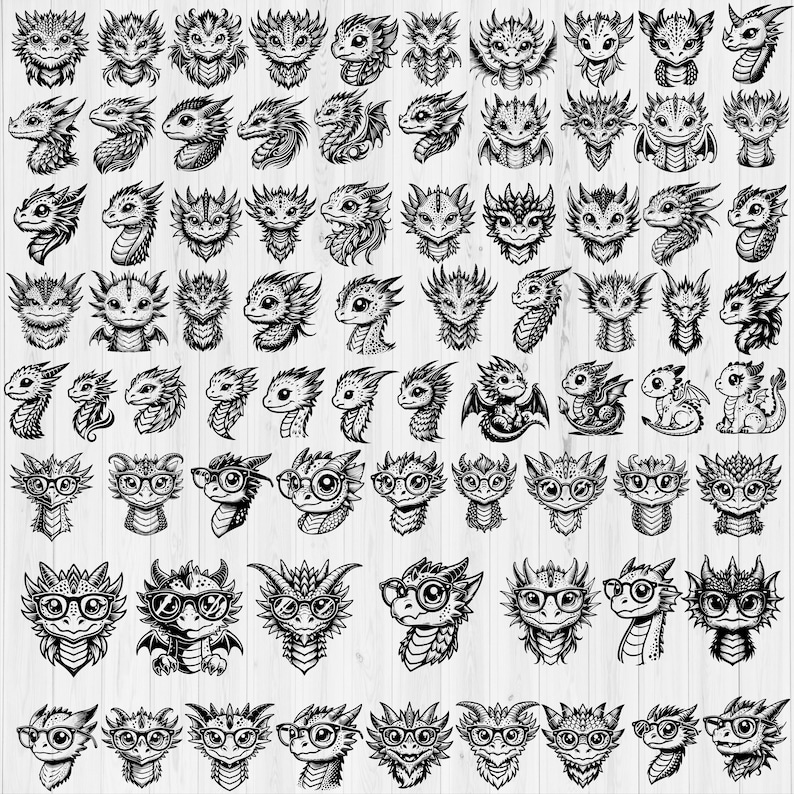 300+ Baby Dragon Graphics SVG Bundle, Baby Dragon cut files for Cricut, Tribal Dragon Clipart, png,svg, and pdf, Instant Digital download image 7