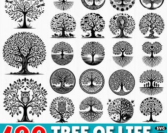Paquete SVG del Árbol de la Vida: 189 archivos de corte de raíces familiares (uso comercial, descarga digital)