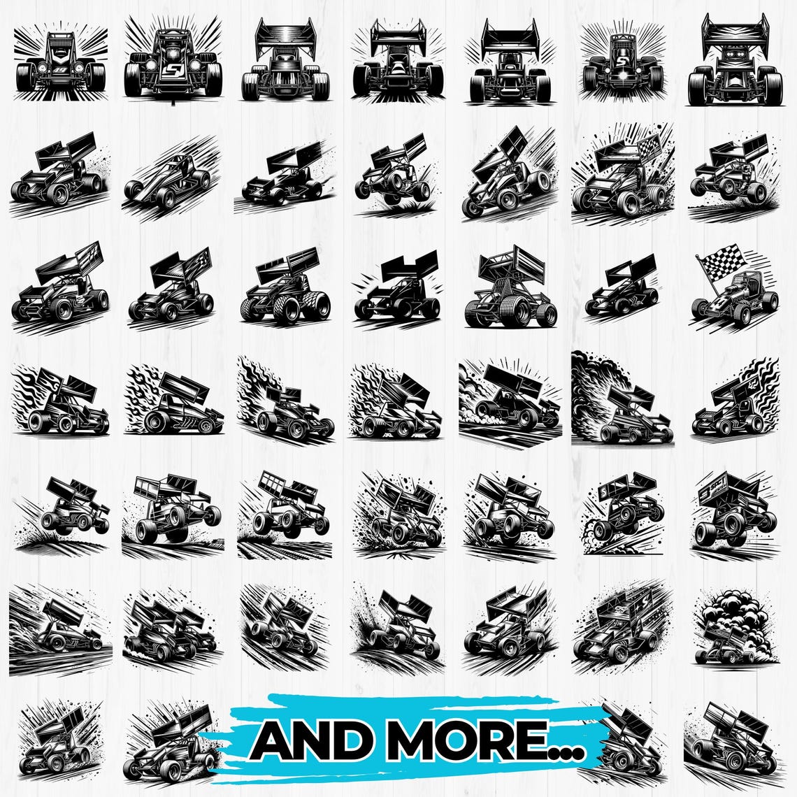 195 Sprint Car SVG Bundle | Dirt Track Racing Dxf Files | Race Car ...