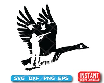 Goose hunting svg - Hunting svg - geese svg - Cool Goose  hunting silhouette cut file - digital download