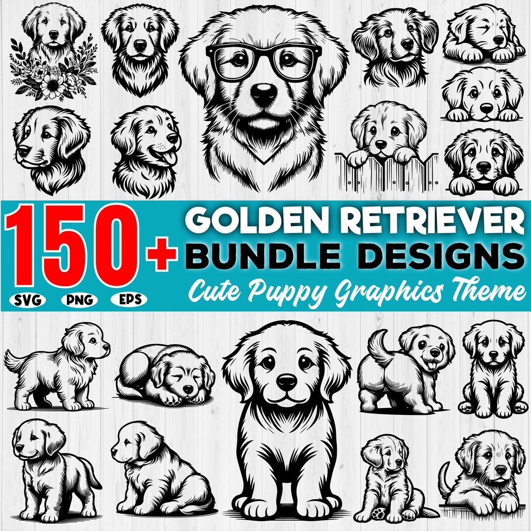 150+ Cute Golden Retriever Puppy SVG Bundle, Golden Retriever Puppy Svg ...