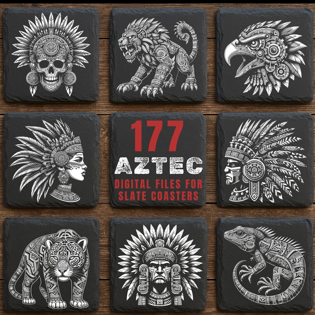 177 Aztec Slate Engraving Files: Tribal Pattern PNG Bundle for ...