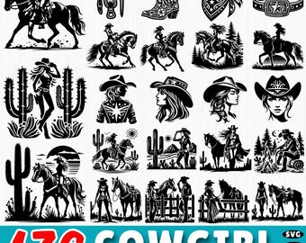Cowgirl SVG Bundle: Western Graphics, Rodeo Hat & Boots (Digital Cut Files)