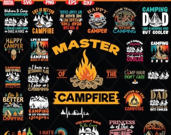 Camping BUNDLE designs Svg, Png, Eps, Dxf - retro design - Digital download