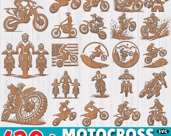 Laser engraving files 130+ Motocross dxf bundle | dirt bike laser cut files | extreme sports silhouettes | cnc & glowforge ready designs