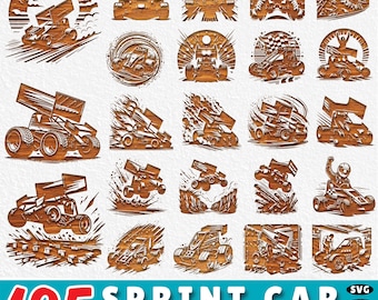 Paquete de archivos SVG para coches de carreras Sprint: Archivos de corte láser para coches de carreras (Descarga digital)