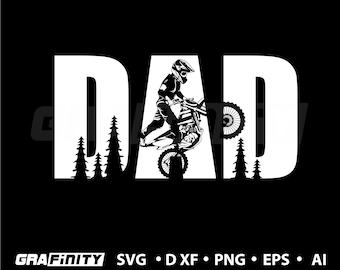 Papà in moto da cross SVG: clipart di un pilota di motocross (download digitale)