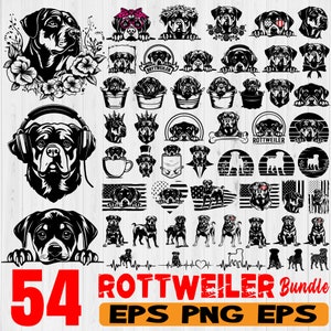Rottweiler SVG, Dog SVG Files for Cricut, 54 Rottweiler Bundle graphics, Digital download