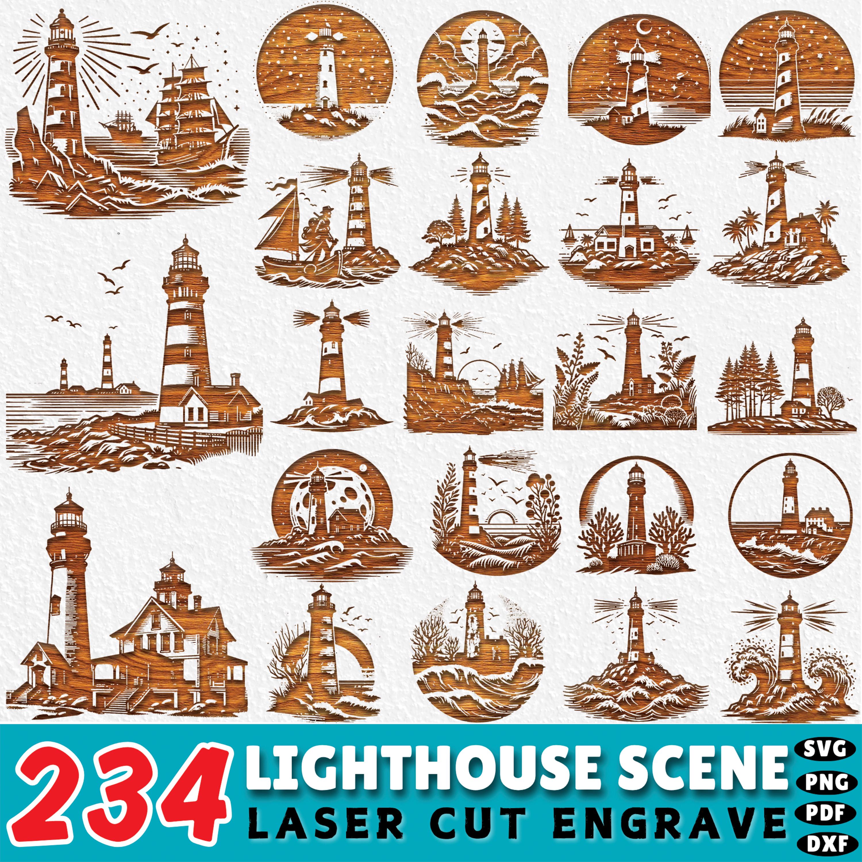 Lighthouse Laser Cut Files: 234 Coastal Scene SVG, PNG, PDF Bundle - Etsy