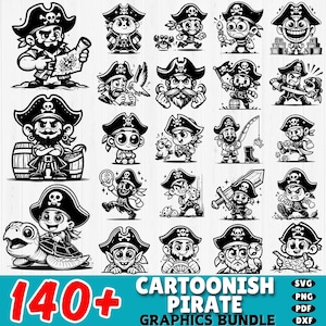 140+ Cartoonish Pirate SVG Bundle | Pirate Clipart Bundle | Pirate Cut Files | Pirate DXF designs | Pirate Vector Graphics | Commercial Use