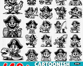 Cartoon Pirate SVG Bundle: 140+ Clipart Designs (Commercial Use)