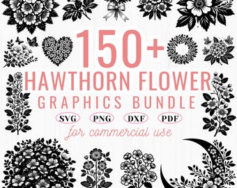 150+ Hawthorn Flower SVG | DXF Bundle | Floral Clipart | Cricut Cut Files | Instant Download | Commercial Use